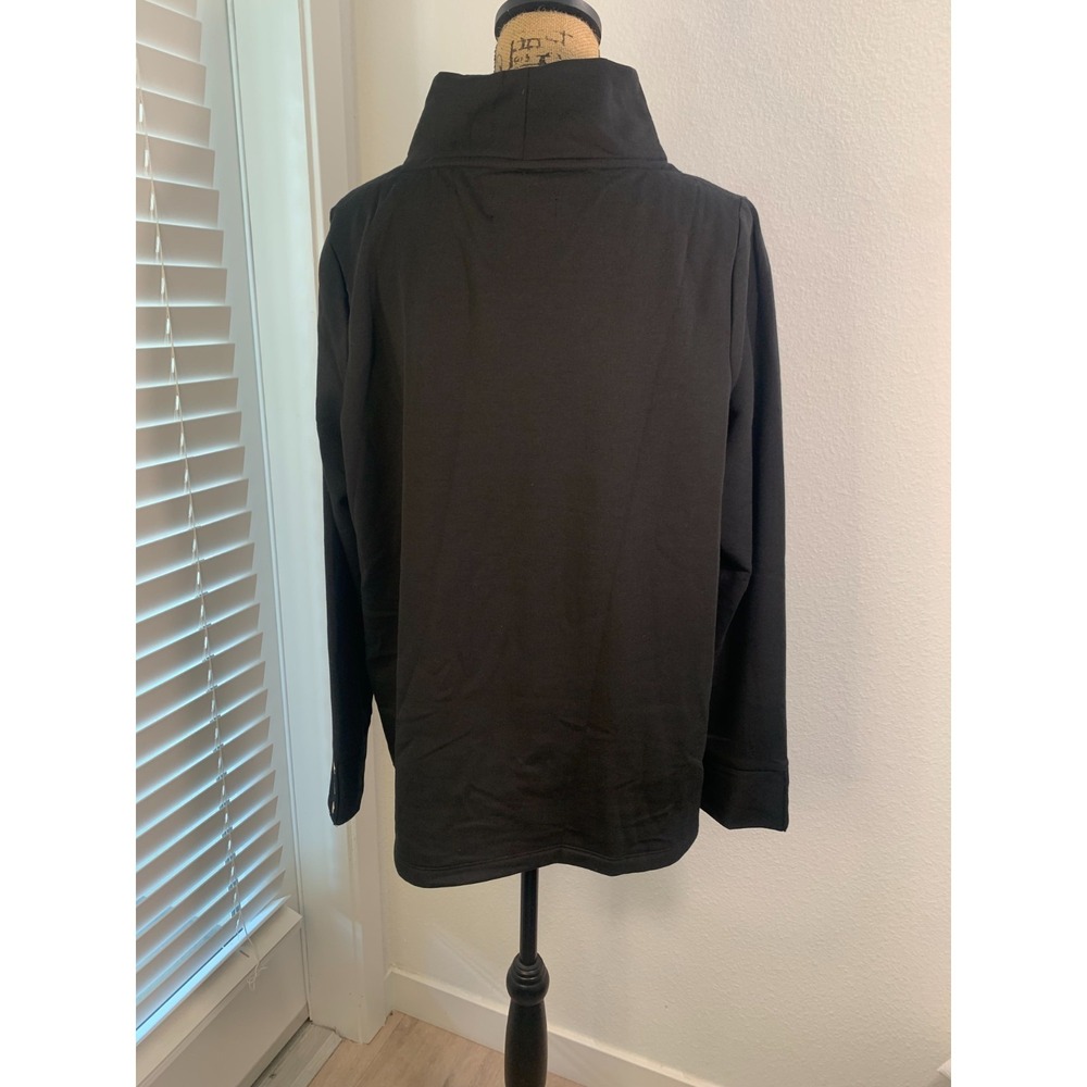 (H-240) Susan Graver Women Top Size L Black Cowl Neck Tunic Pockets QVC - Picture 4 of 9